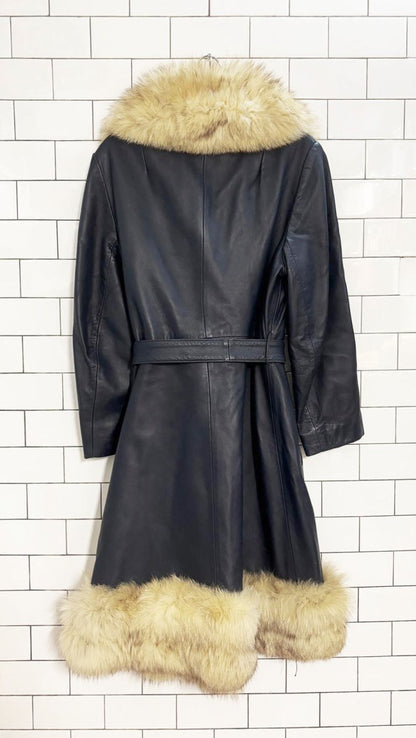 vintage 80s pacific garments fox fur tim leather penny lane coat | the nestles - good market thrift store