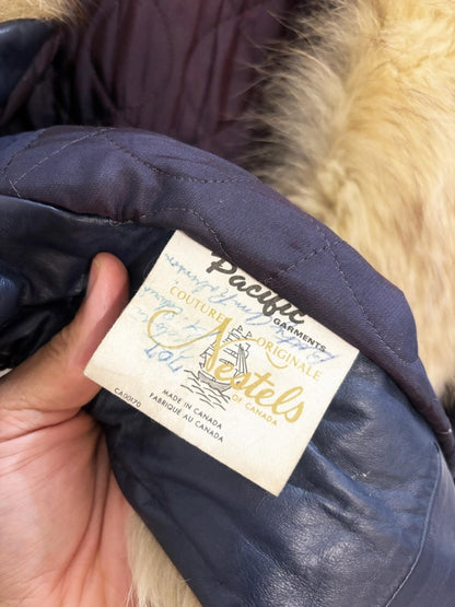vintage 80s pacific garments fox fur tim leather penny lane coat | the nestles - good market thrift store