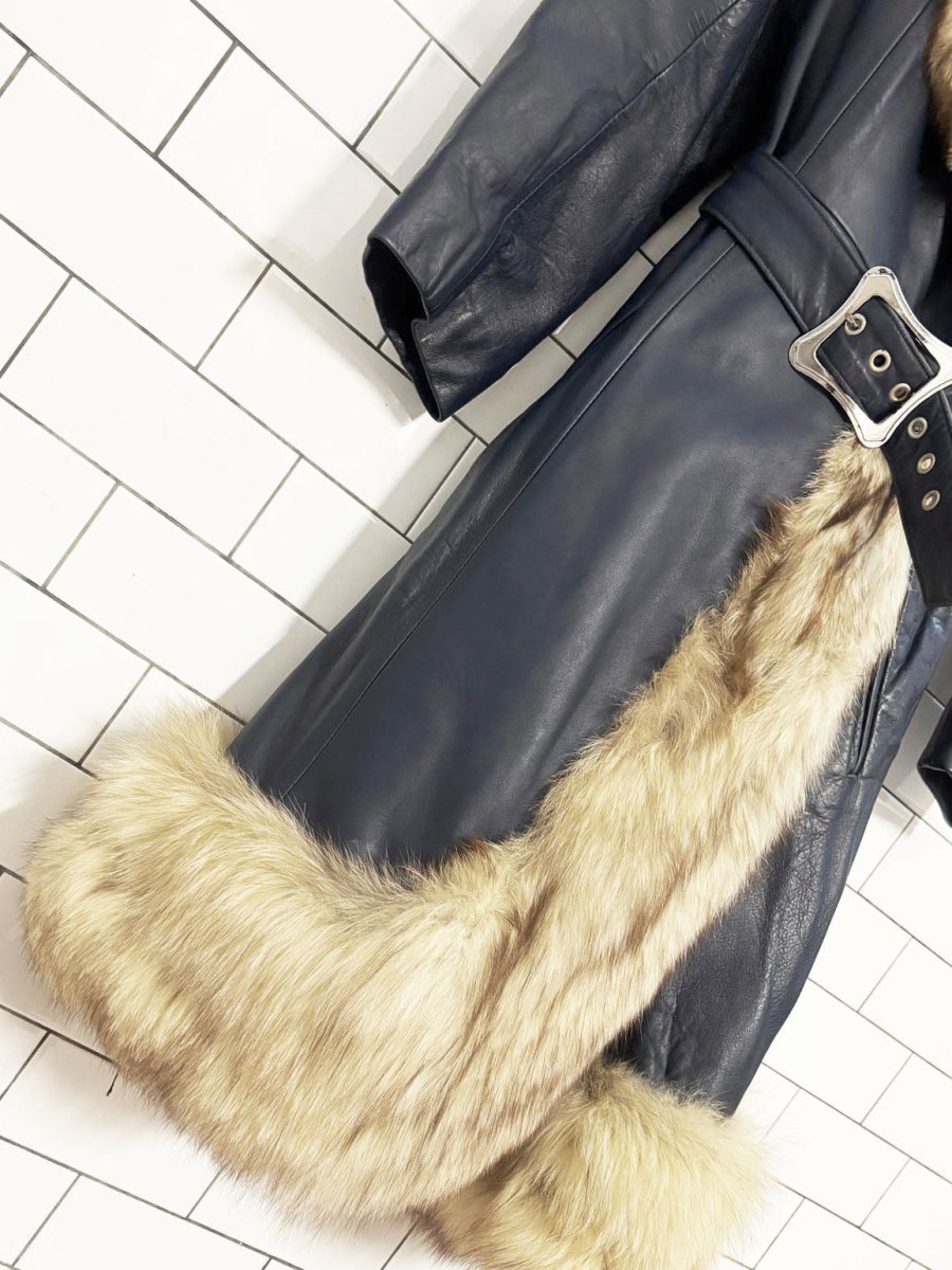 vintage 80s pacific garments fox fur tim leather penny lane coat | the nestles - good market thrift store