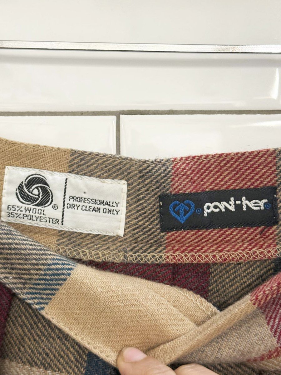 vintage 80s pant - her wool - blend pleated fringe midi skirt - good market thrift store