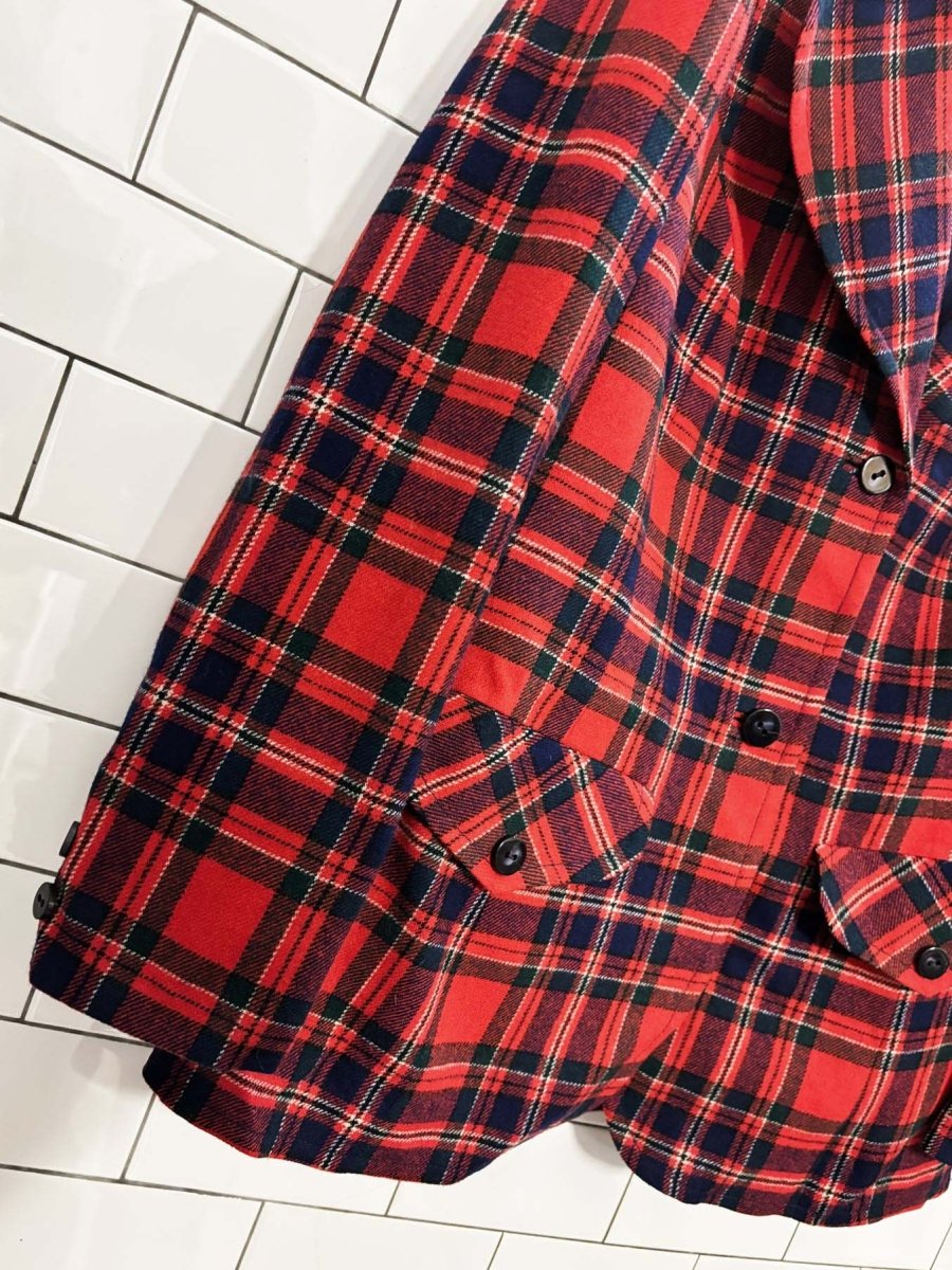 vintage 80s pendelton wool tartan plaid blazer jacket - good market thrift store