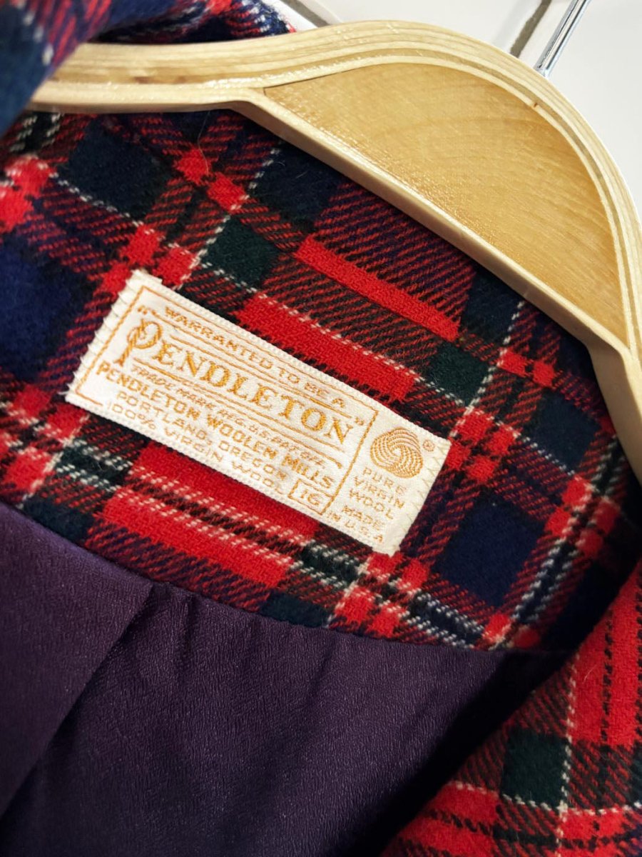 vintage 80s pendelton wool tartan plaid blazer jacket - good market thrift store