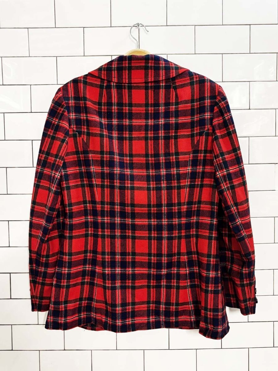 vintage 80s pendelton wool tartan plaid blazer jacket - good market thrift store