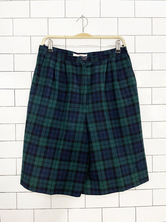vintage 80s pendleton 100% virgin wool authentic tartan plaid shorts | made in USA - good market thrift store