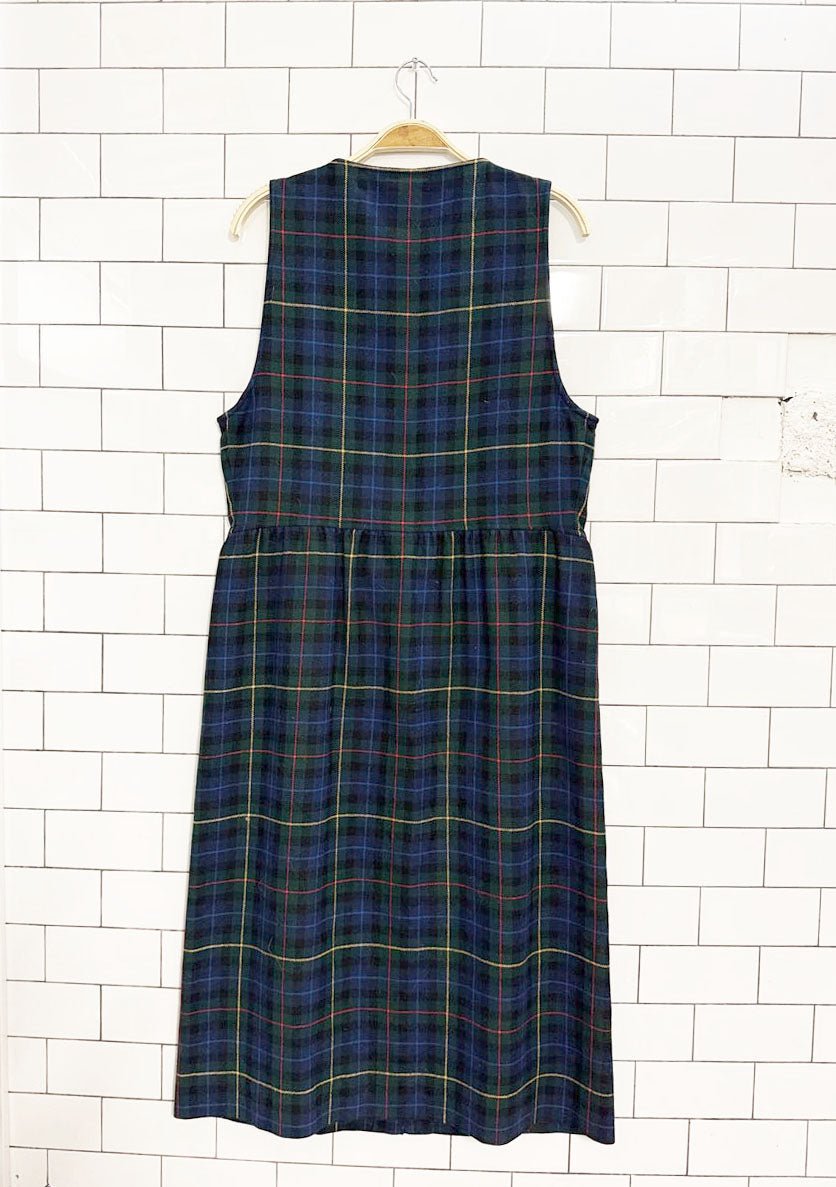 vintage 80s pendleton 100% wool full button smith tartan midi dress | made in USA - good market thrift store