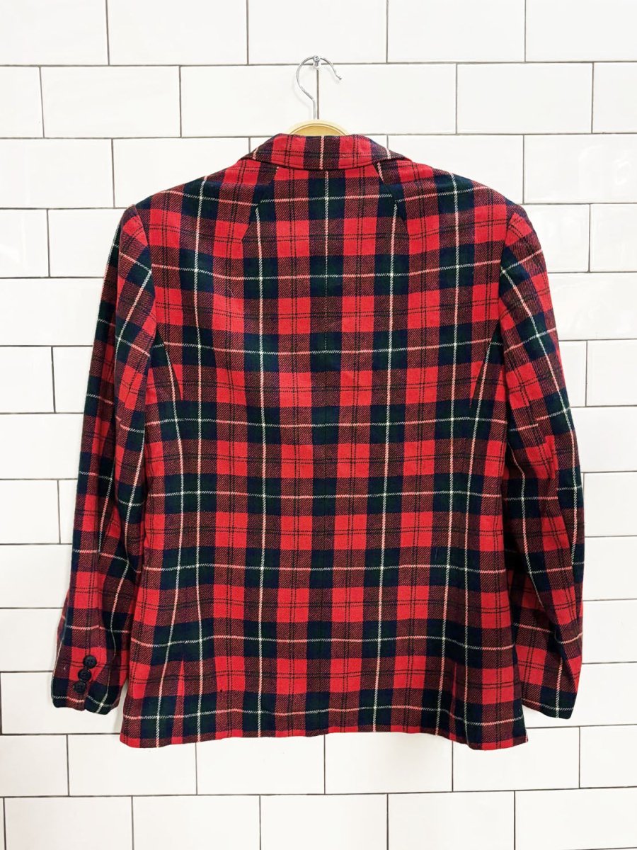 vintage 80s pendleton 100% wool tartan plaid blazer | made in usa - good market thrift store