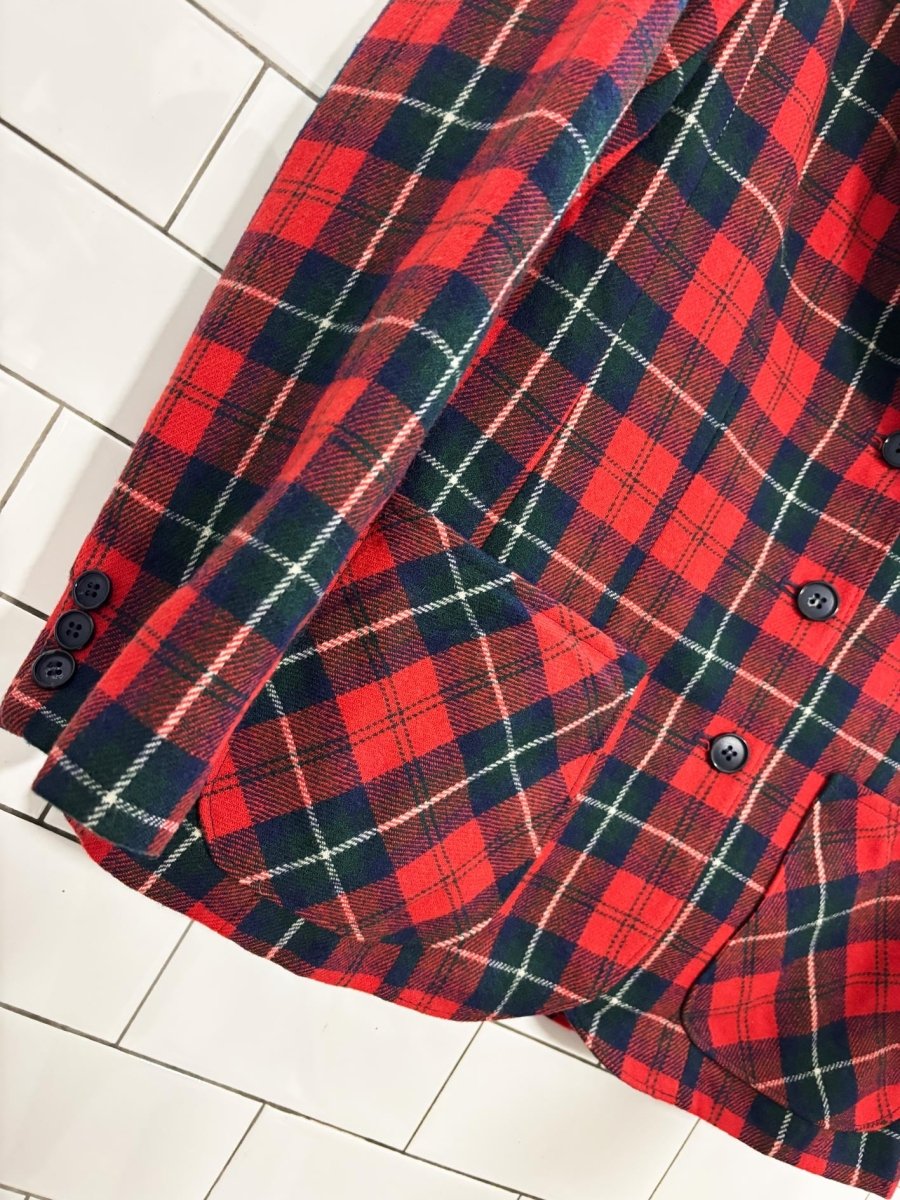 vintage 80s pendleton 100% wool tartan plaid blazer | made in usa - good market thrift store