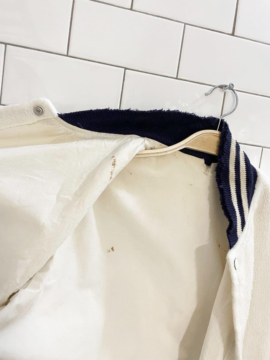 vintage 80s penn state block letter fleece varsity bomber jacket - good market thrift store