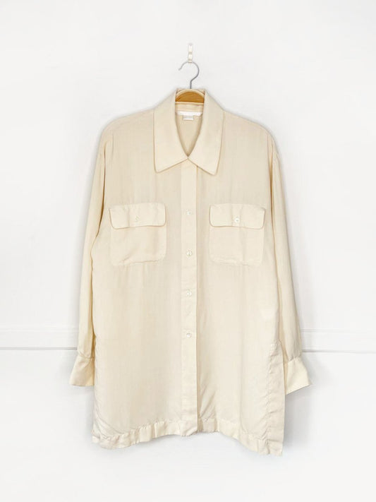 vintage 80s peter nygard 100% silk two pocket oversized blouse - good market thrift store