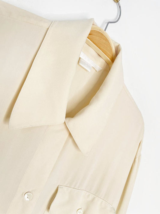 vintage 80s peter nygard 100% silk two pocket oversized blouse - good market thrift store