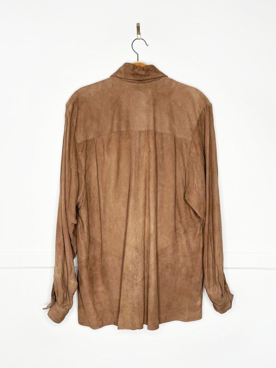 vintage 80s peter nygard lamb suede shirt jacket | made in Canada - good market thrift store