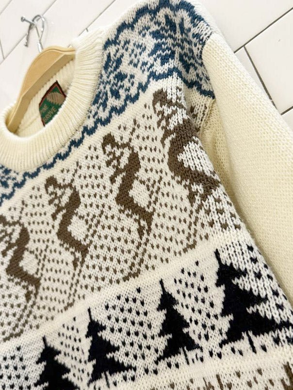 vintage 80s pine grove fair isle ski knit sweather - good market thrift store