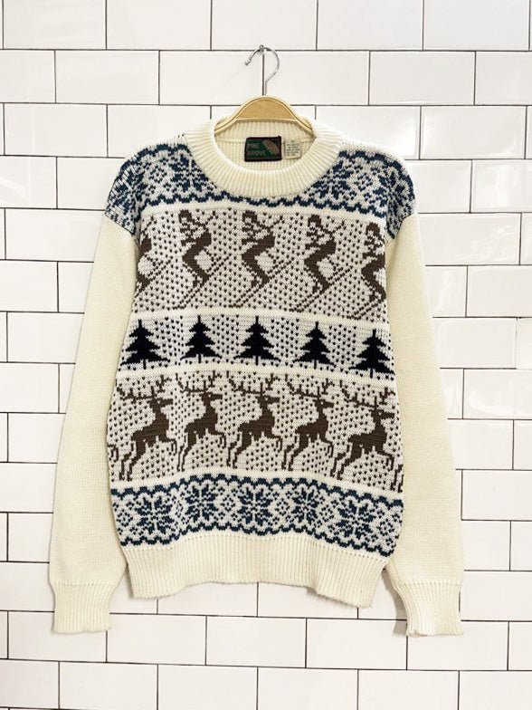 vintage 80s pine grove fair isle ski knit sweather - good market thrift store