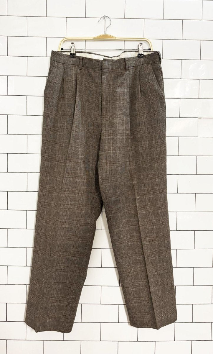 vintage 80s pleated glen plaid trousers | talon zipper - good market thrift store