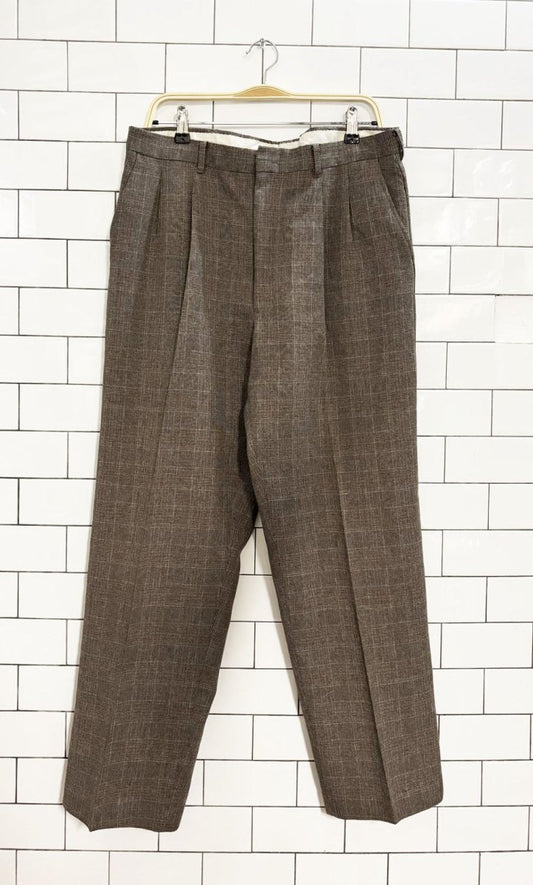vintage 80s pleated glen plaid trousers | talon zipper - good market thrift store