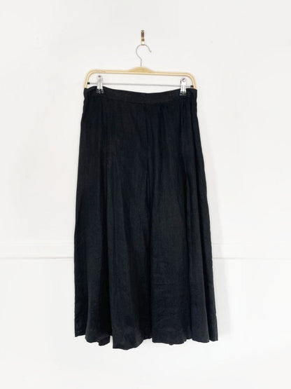 vintage 80s ports 100% linen big pleat full midi skirt - good market thrift store