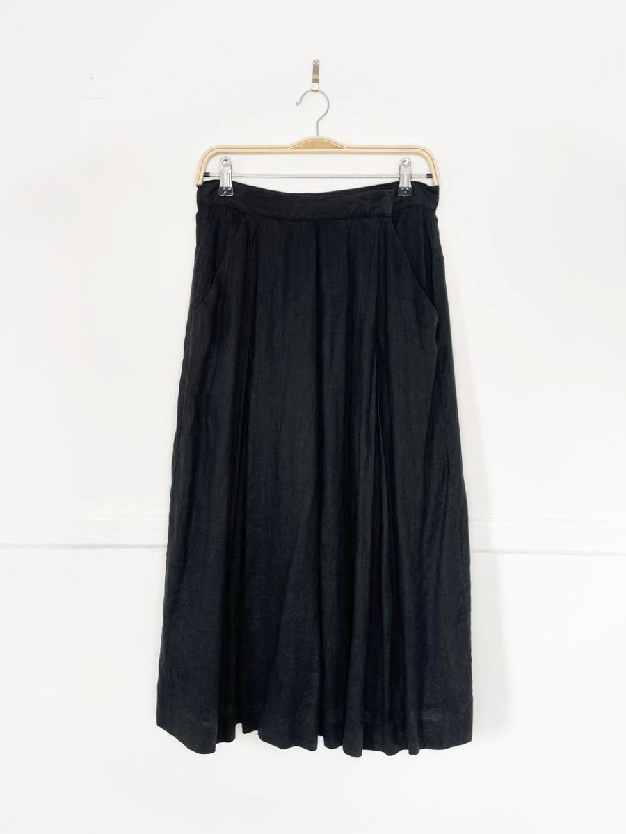 vintage 80s ports 100% linen big pleat full midi skirt - good market thrift store