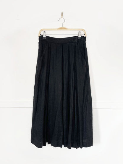 vintage 80s ports 100% linen big pleat full midi skirt - good market thrift store