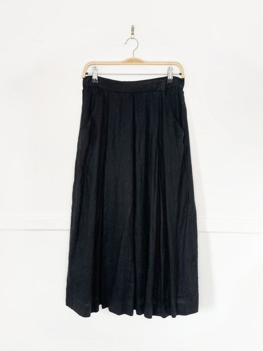 vintage 80s ports 100% linen big pleat full midi skirt - good market thrift store