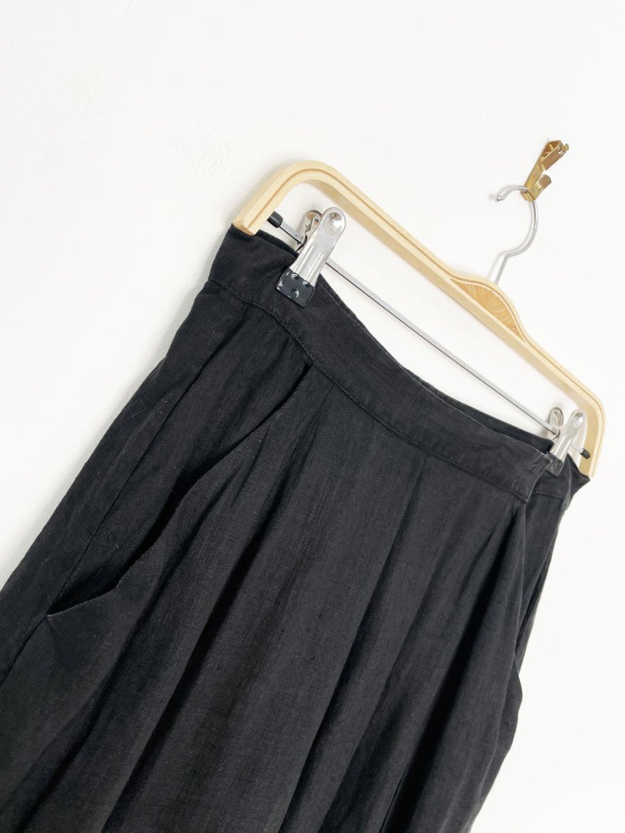 vintage 80s ports 100% linen big pleat full midi skirt - good market thrift store