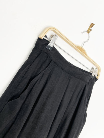 vintage 80s ports 100% linen big pleat full midi skirt - good market thrift store