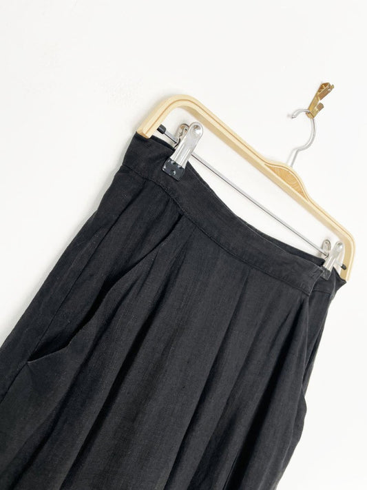 vintage 80s ports 100% linen big pleat full midi skirt - good market thrift store