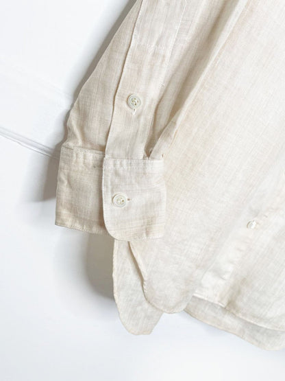 vintage 80s ports 100% linen two pocket full button shirt - good market thrift store