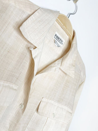 vintage 80s ports 100% linen two pocket full button shirt - good market thrift store