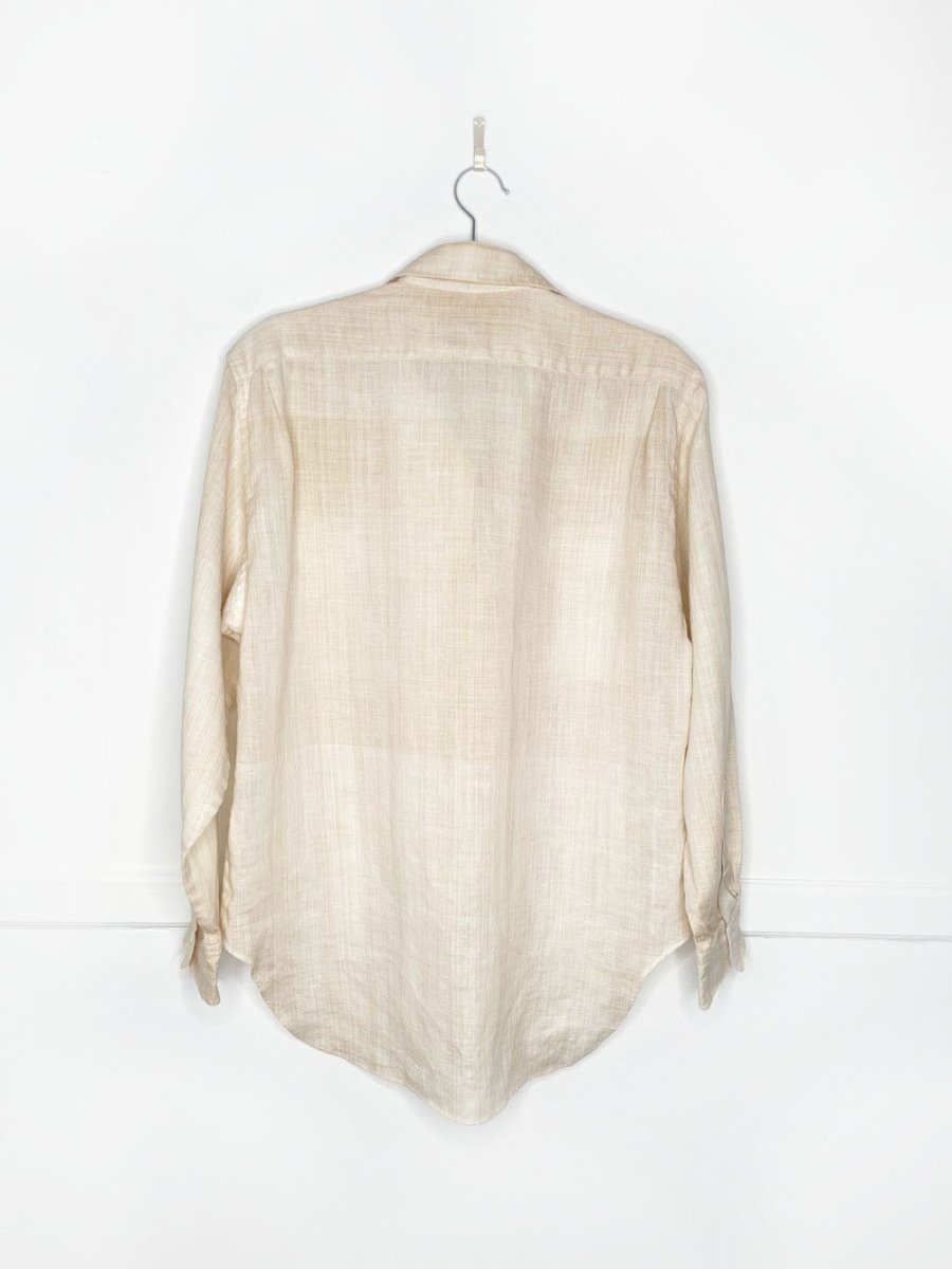 vintage 80s ports 100% linen two pocket full button shirt - good market thrift store