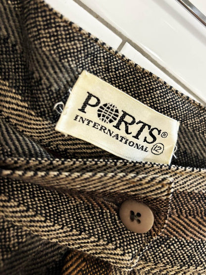 vintage 80s ports international 100% wool front pleat midi skirt - good market thrift store