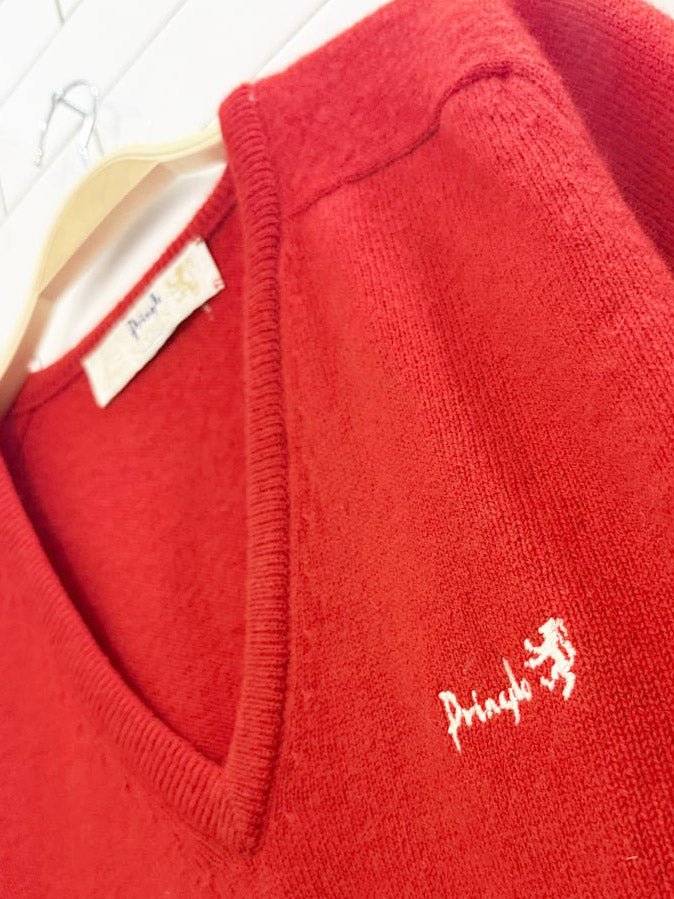 vintage 80s pringle sports wool knit v - neck sweater | made in scotland - good market thrift store