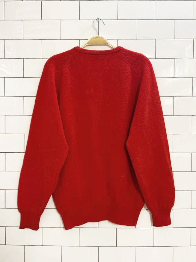 vintage 80s pringle sports wool knit v - neck sweater | made in scotland - good market thrift store