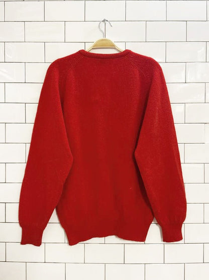 vintage 80s pringle sports wool knit v - neck sweater | made in scotland - good market thrift store