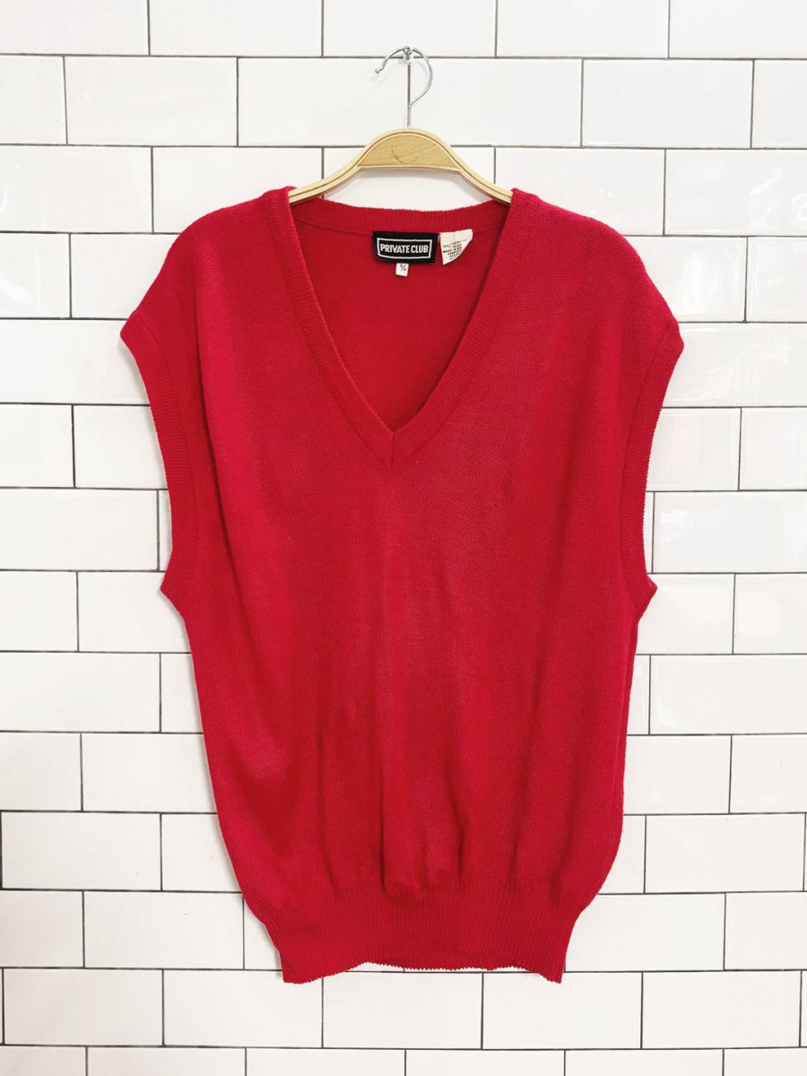 vintage 80s private club v - neck sweater vest - good market thrift store