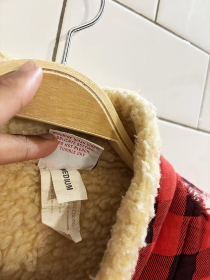 vintage 80s quiltables distressed sherpa lined flannel vest - good market thrift store