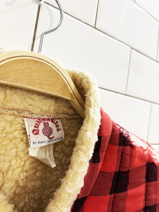 vintage 80s quiltables distressed sherpa lined flannel vest - good market thrift store