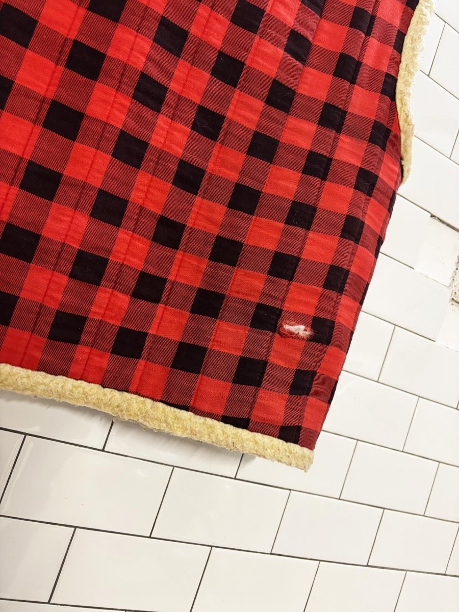 vintage 80s quiltables distressed sherpa lined flannel vest - good market thrift store