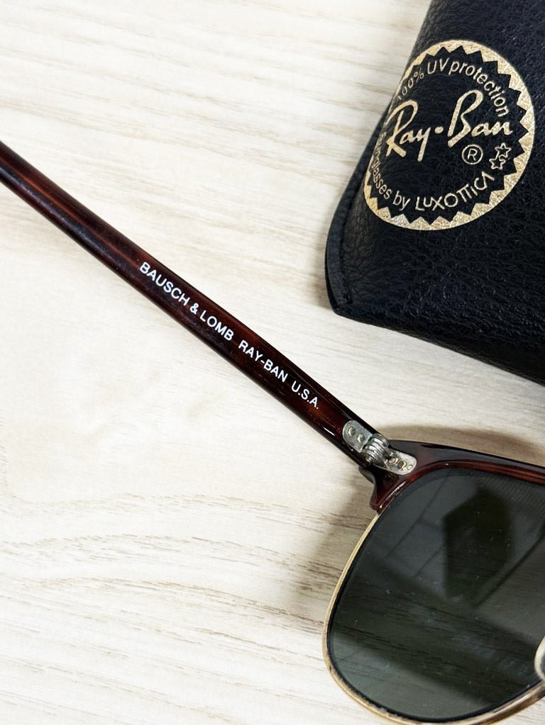 vintage 80s ray - ban tortoise shell clubmaster sunglasses - good market thrift store