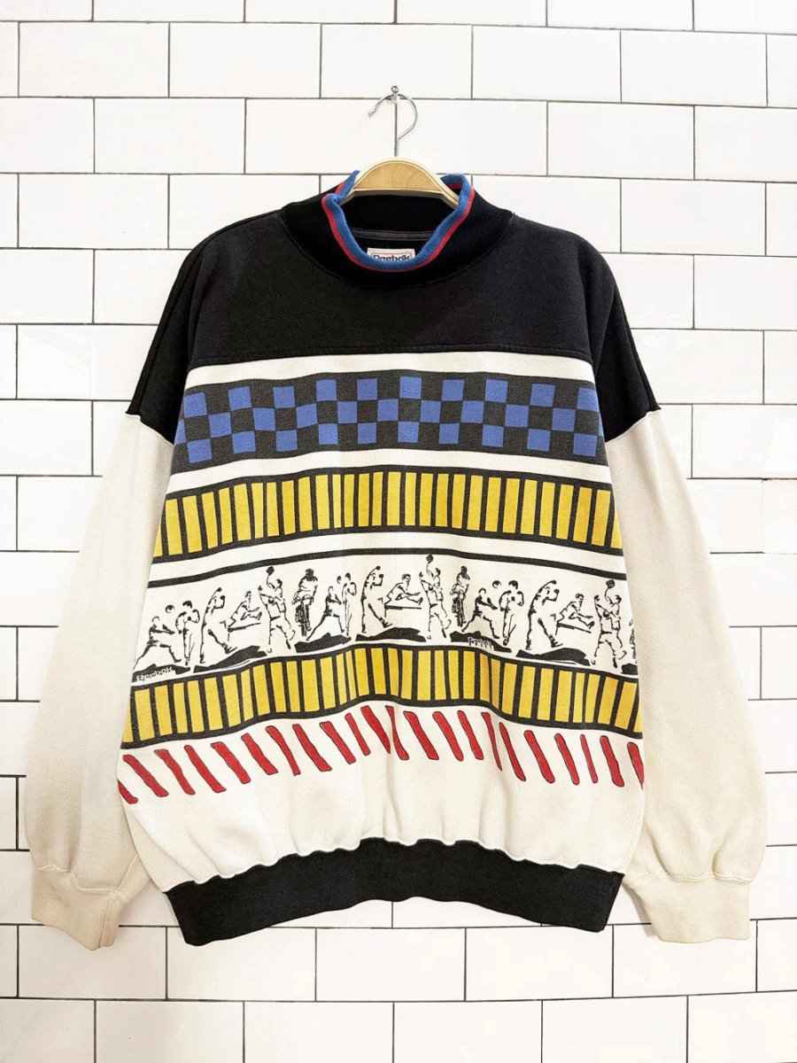 vintage 80s reebok striped track & field sweatshirt - good market thrift store
