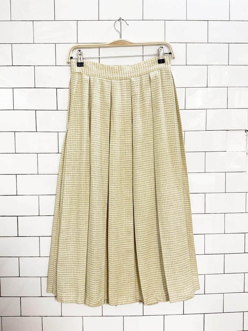 vintage 80s regalia wool check box pleated midi skirt - good market thrift store