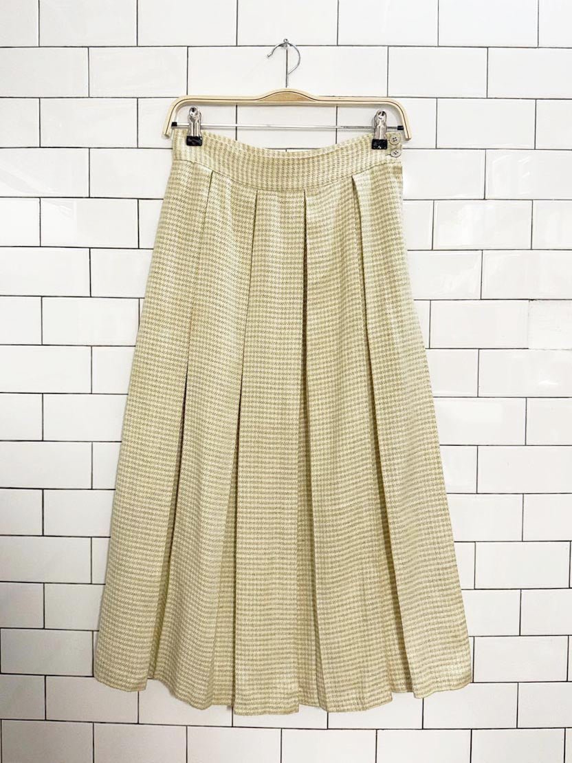 vintage 80s regalia wool check box pleated midi skirt - good market thrift store