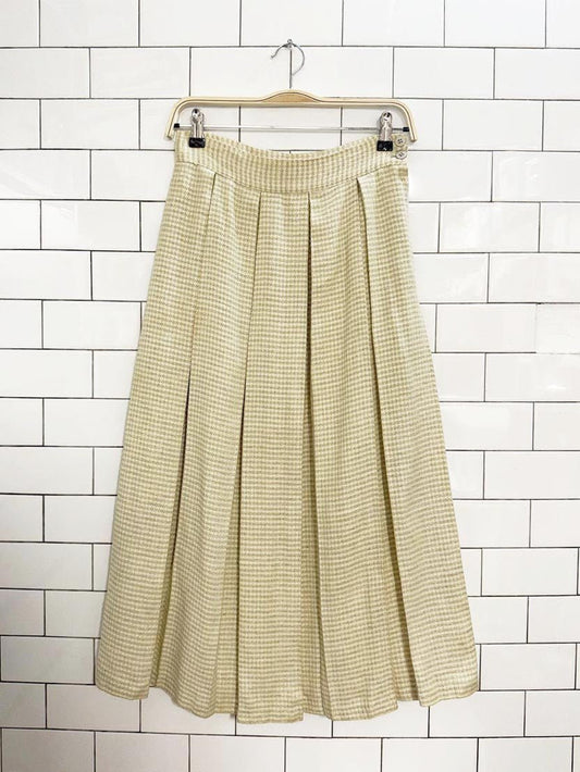 vintage 80s regalia wool check box pleated midi skirt - good market thrift store
