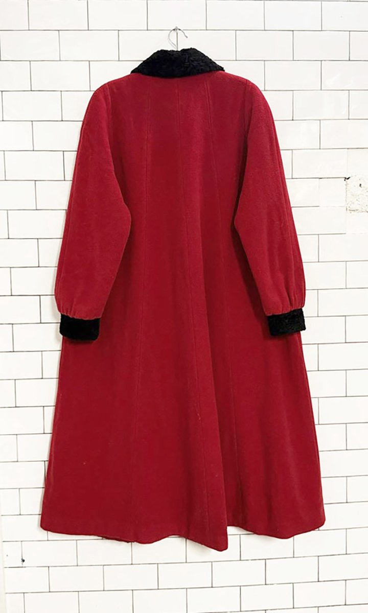 vintage 80s rue grenelle 100% wool faux fur trim coat - good market thrift store