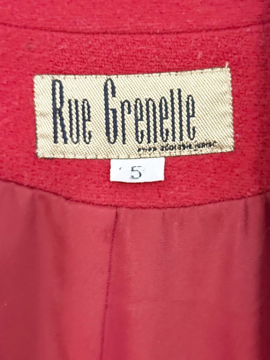 vintage 80s rue grenelle 100% wool faux fur trim coat - good market thrift store