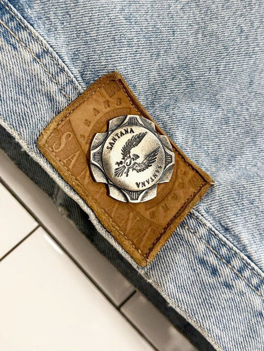 vintage 80s santana jeans multi pocket denim vest | parasuco - good market thrift store