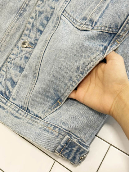 vintage 80s santana jeans multi pocket denim vest | parasuco - good market thrift store