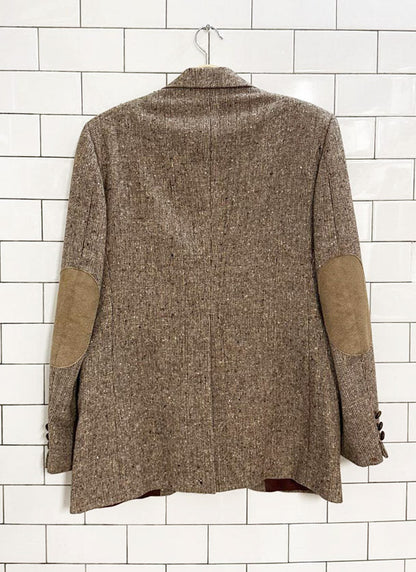 vintage 80s sears 100% wool tweed blazer | suede elbow patch - good market thrift store