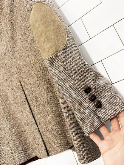 vintage 80s sears 100% wool tweed blazer | suede elbow patch - good market thrift store
