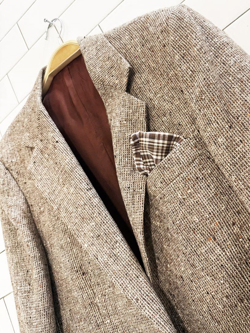 vintage 80s sears 100% wool tweed blazer | suede elbow patch - good market thrift store