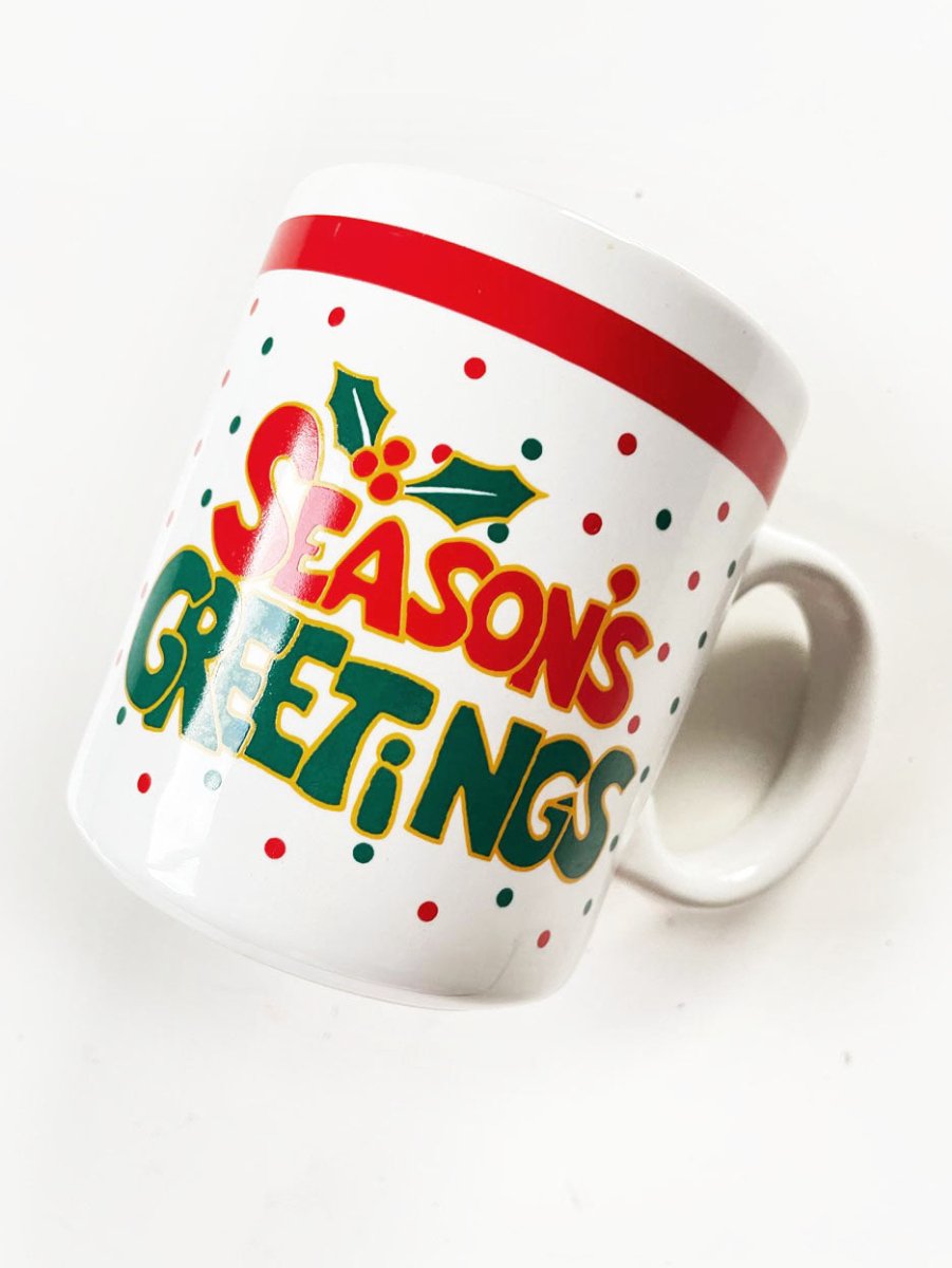 vintage 80s seasons greetings mug - good market thrift store